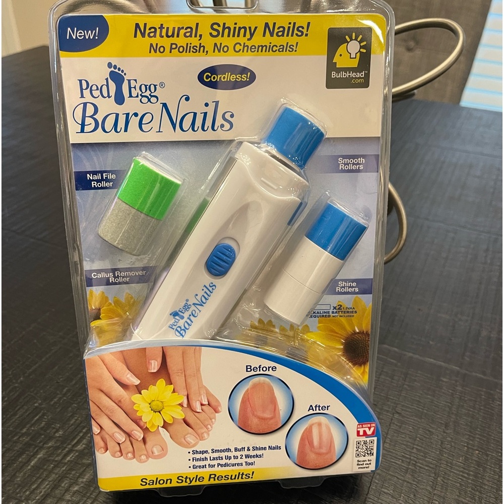 CORDLESS PED EGG BARE NAIL SHAPER POLISHING TOOL NWT